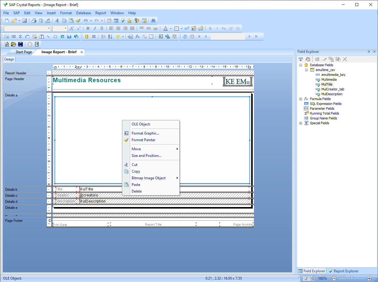 Cliquez pour agrandir Crystal Reports